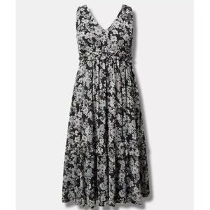 Midi V-Neck Ruffle Dress